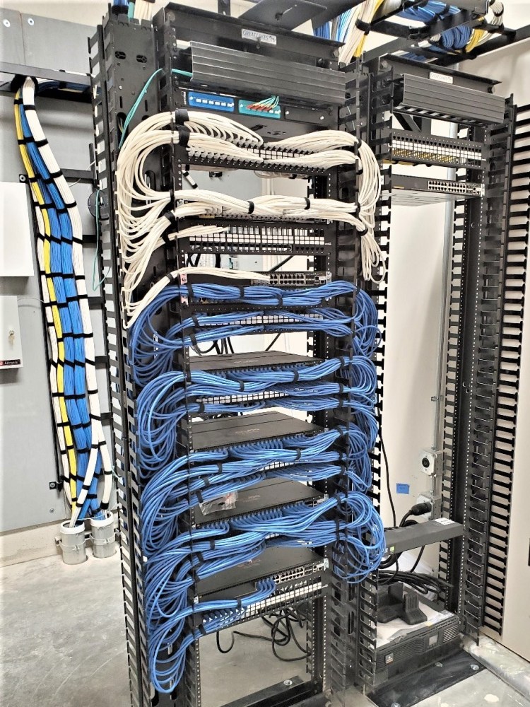 Server rack VoIP and data cabling